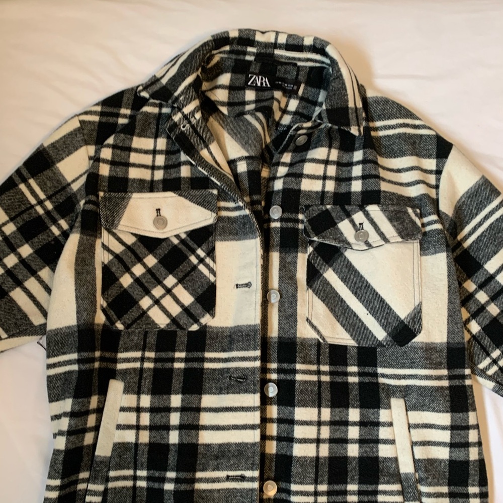 Zara black and white plaid jacket